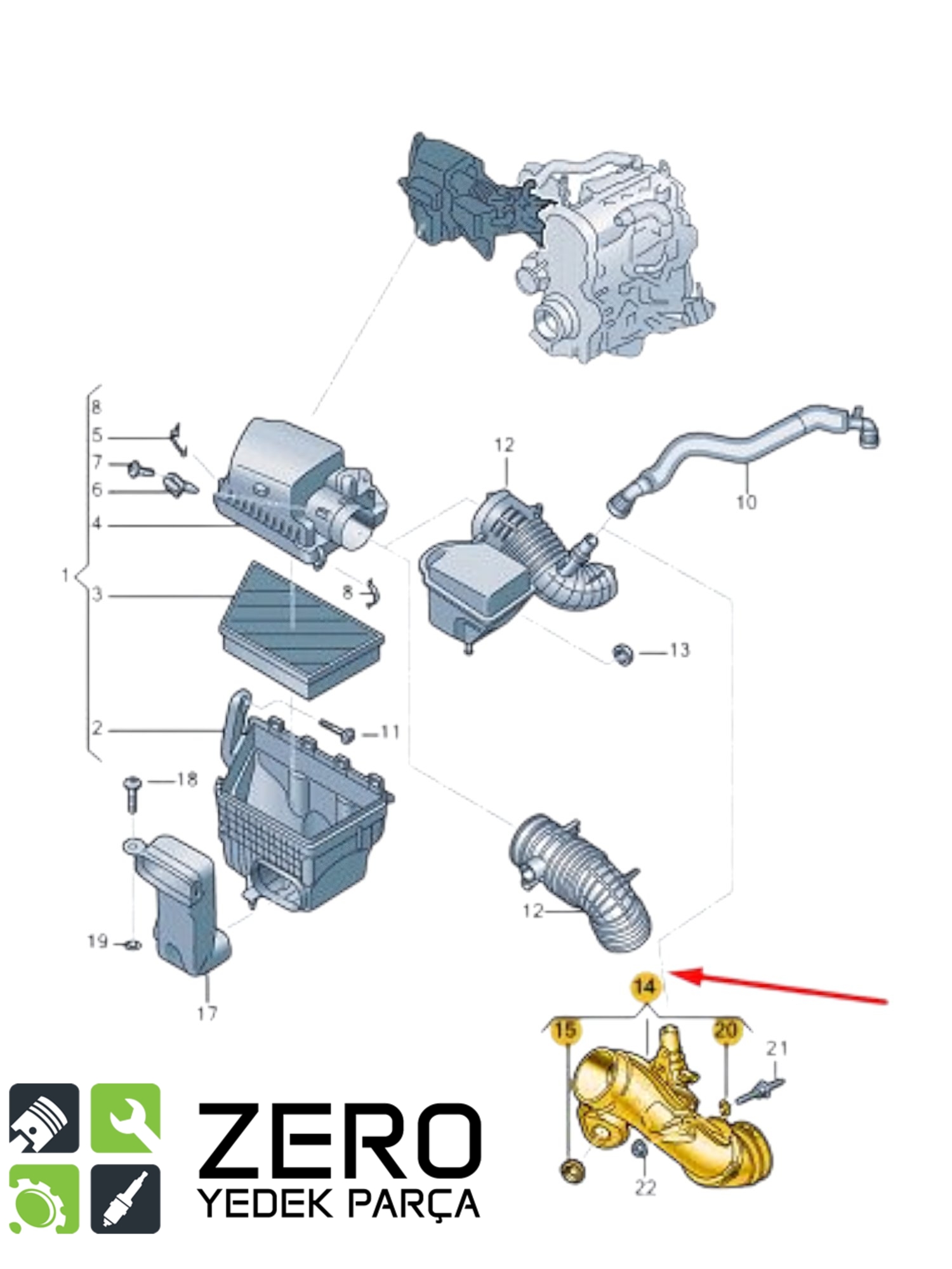 2HJ145695C Amarok İntercooler / Turboşarj Hava Hortumu 2
