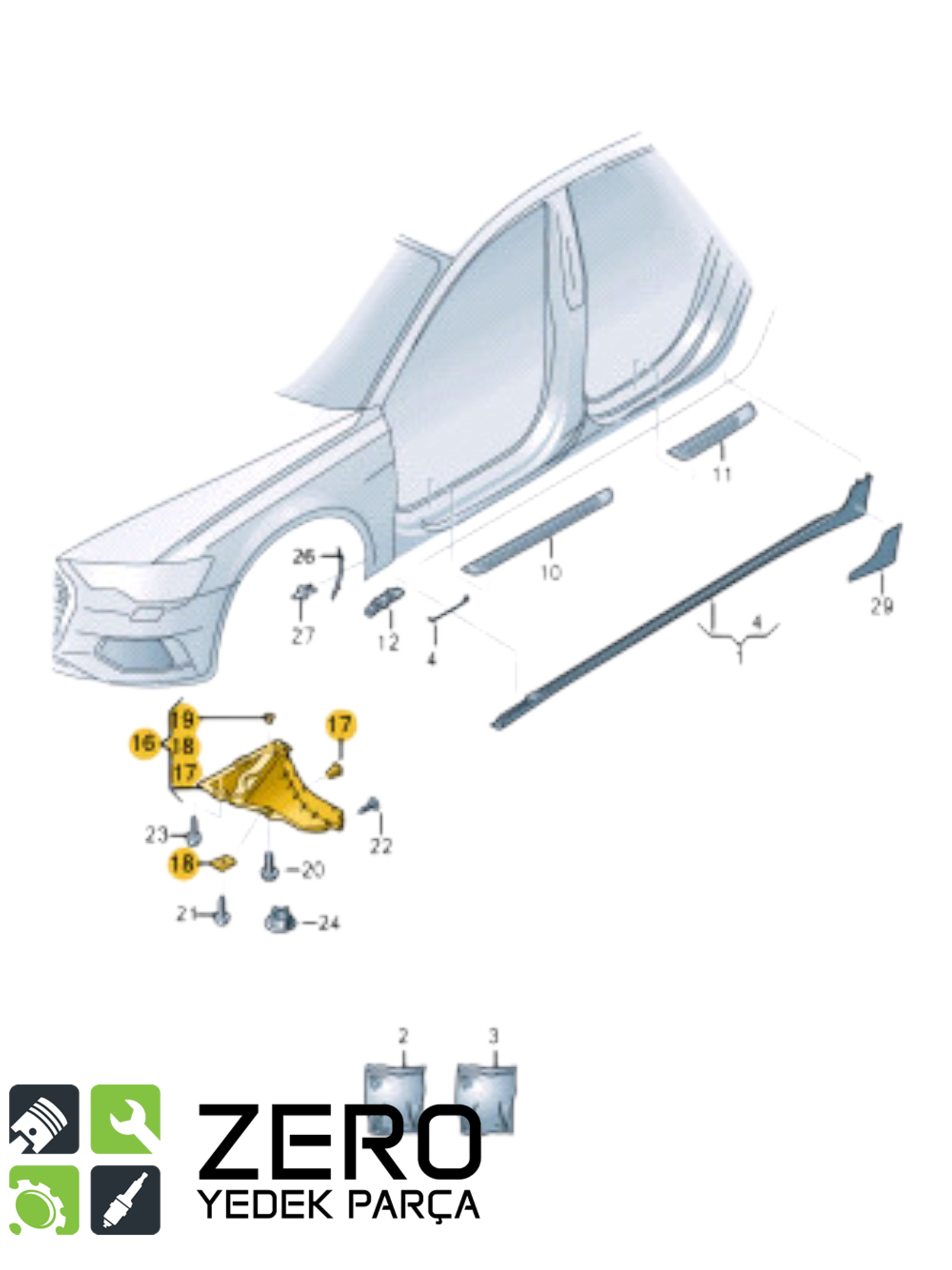 4K0853888E Sağ Ön Çamurluk Spoyleri Audi A6 C8 9