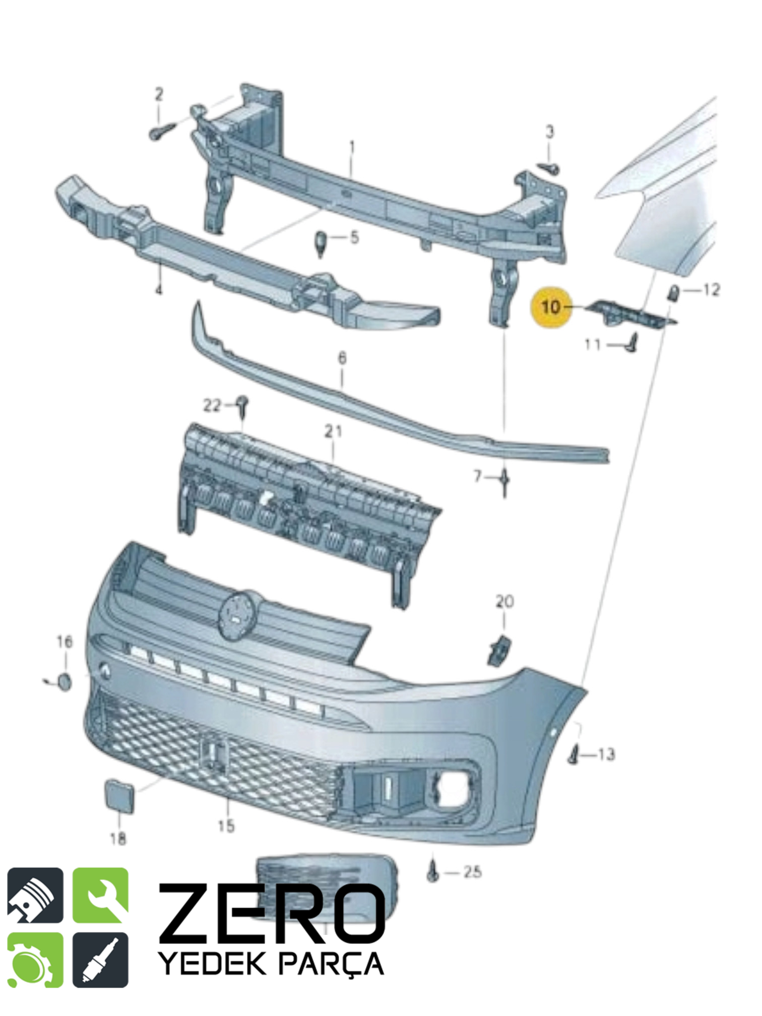 2K7807184 Caddy Ön Sağ Tampon Braketi 7
