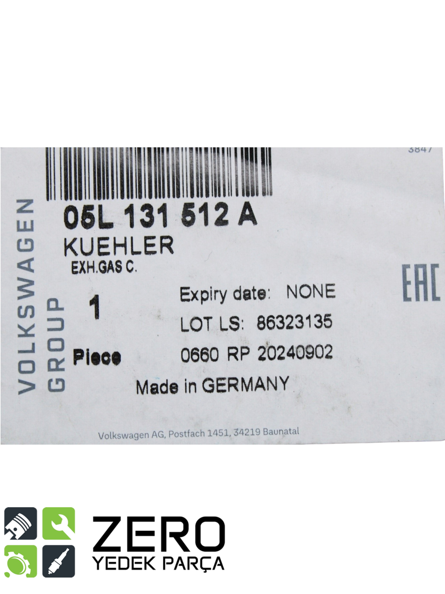 05L131512A EGR Soğutucusu ve Valf Komple Audi A4 A5 A6 A7 Q5 7
