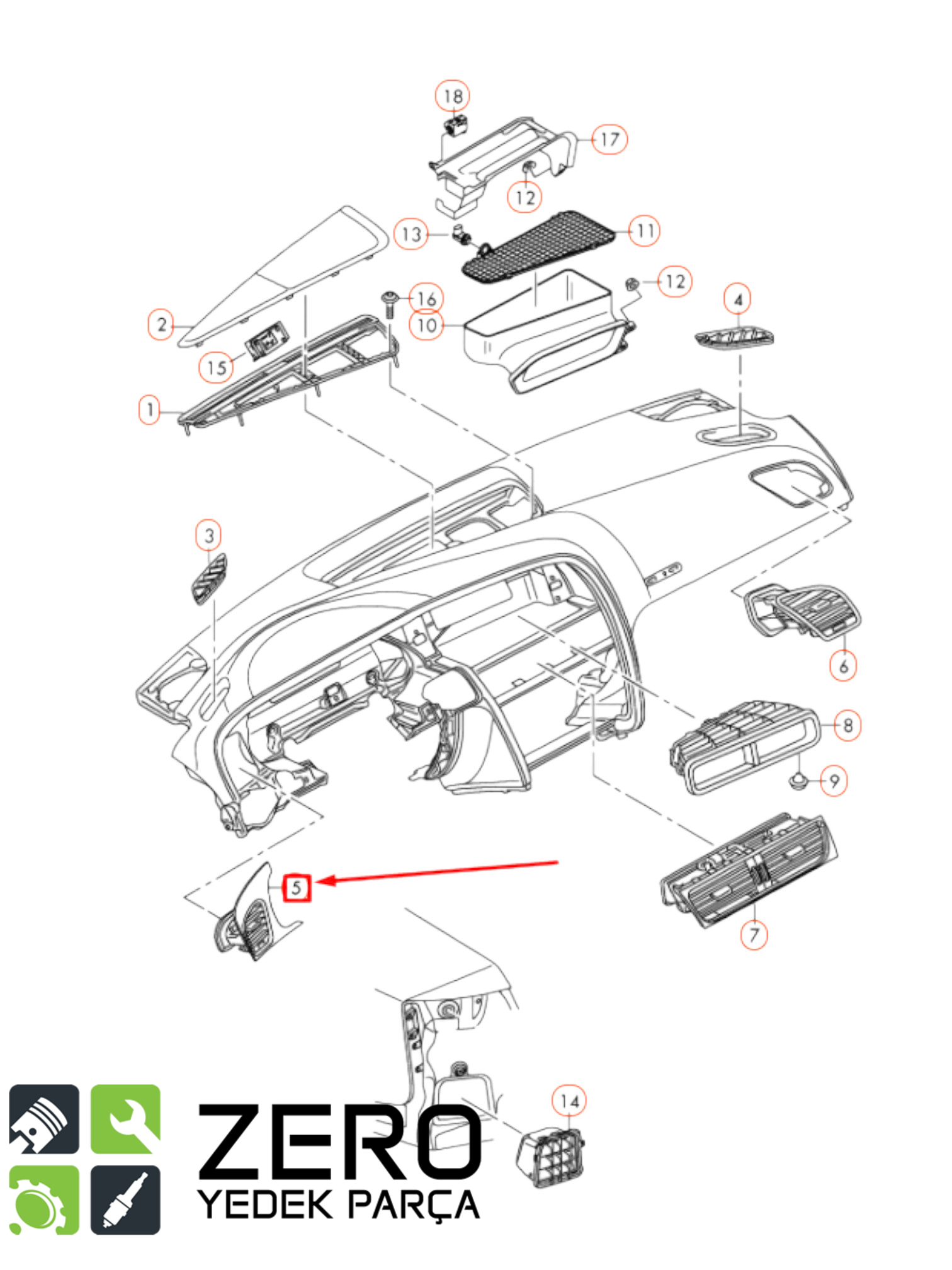 8R1820901LWVF Audi Q5 Ön Göğüs Sol Havalandırma Izgarası 8