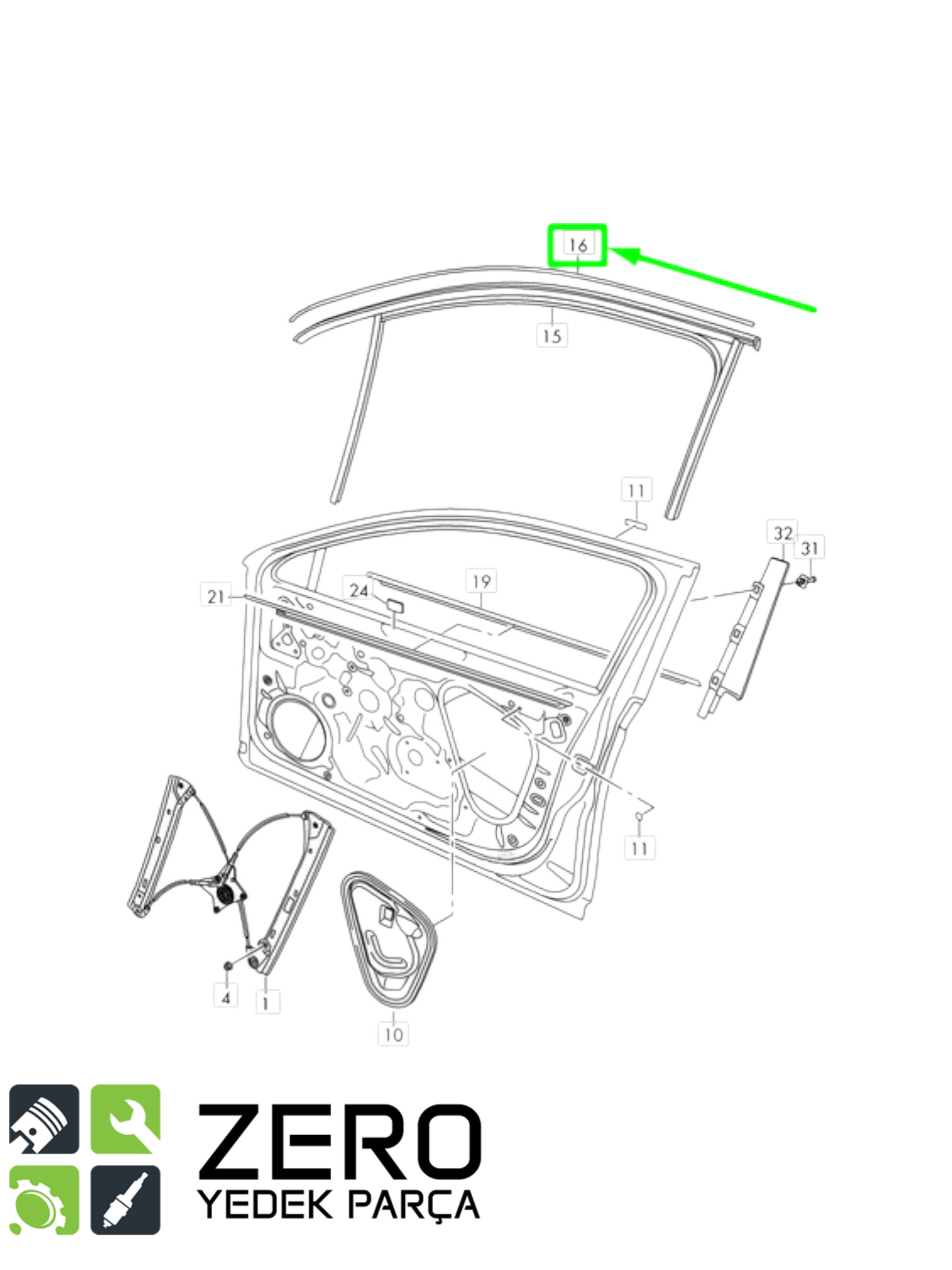 3G0837643A7Z7 VW Passat B8 / 8.5 Sol Ön Kapı Çıtası 10
