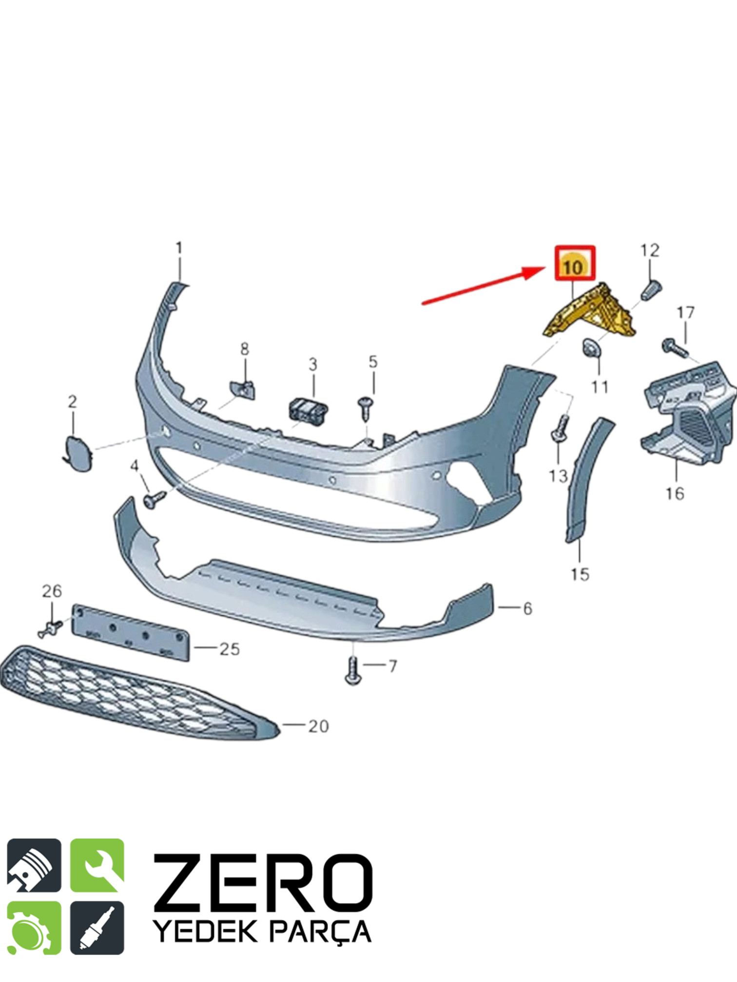 2G7807050A Taigo Ön Sağ Tampon Braketi 7
