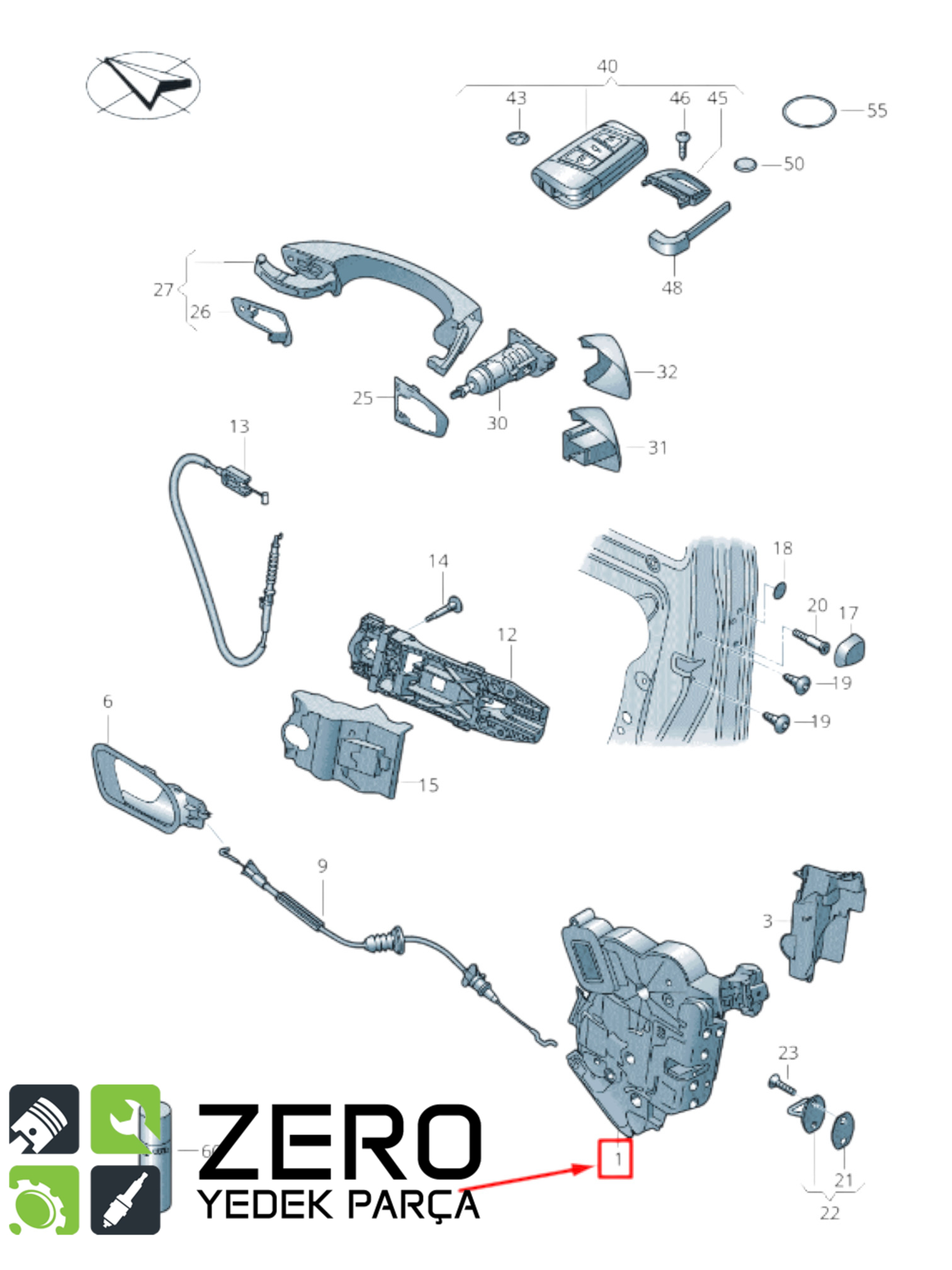 5TB837015E Ön Sol Kapı Kilidi Golf Passat A3 Leon 8