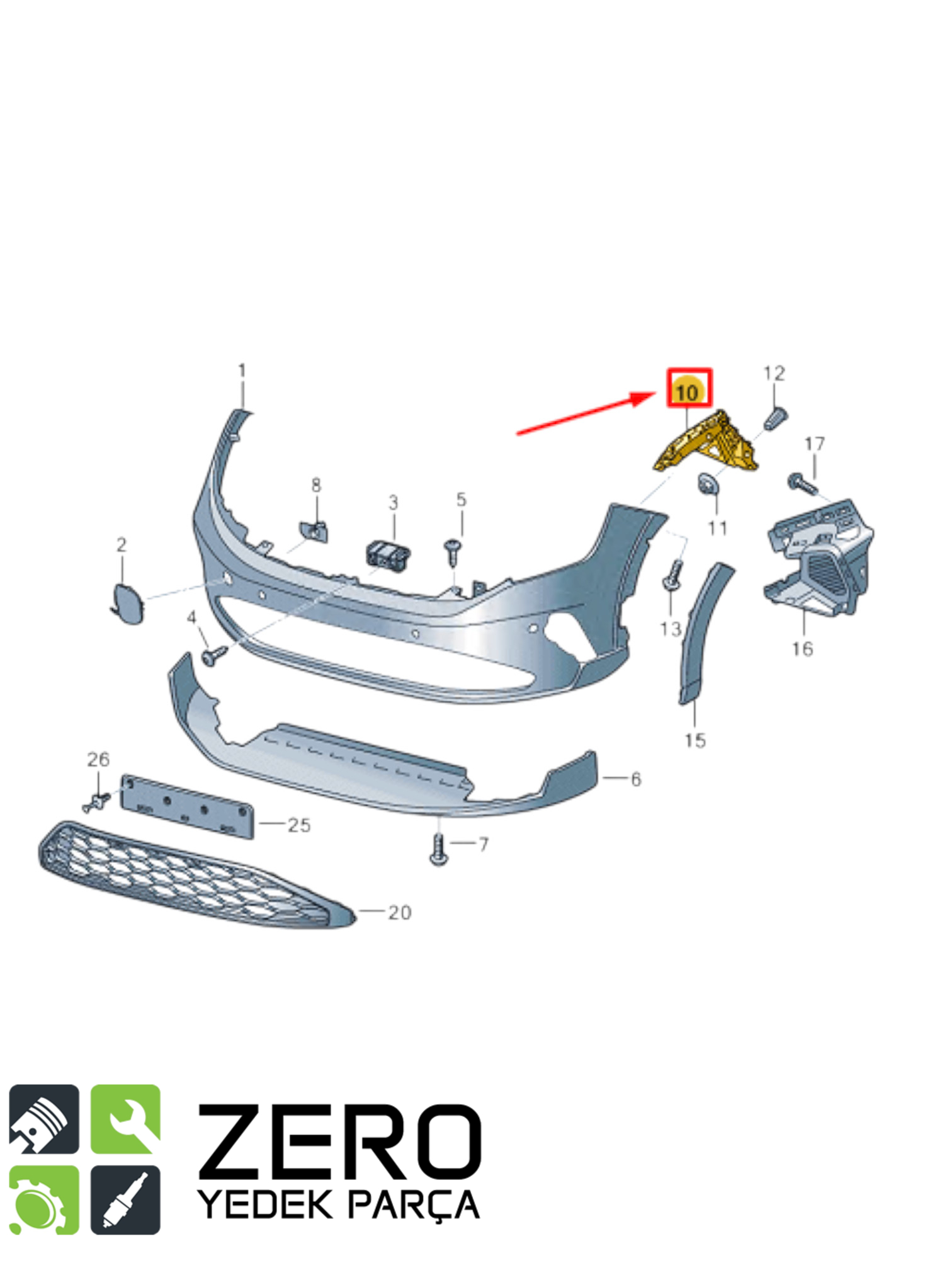 2G7807049A VW Taigo Ön Tampon Sol Bağlantı Braketi 8