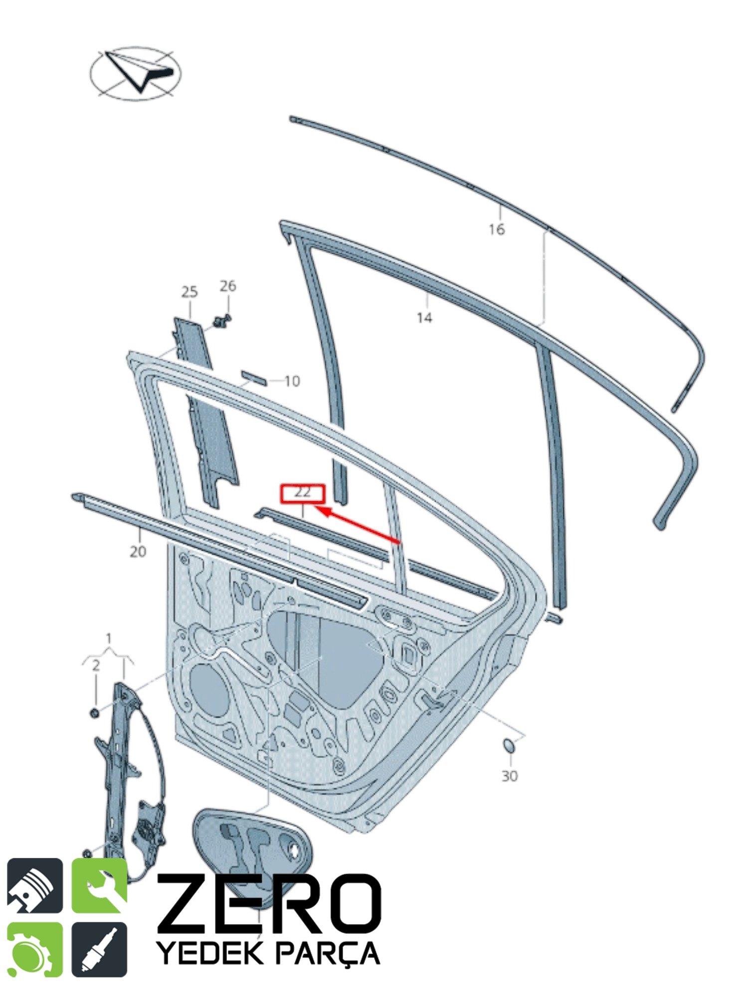 3G5839476NVNH Sağ Arka Kapı Cam Fitili VW Passat B8 / 8.5 9